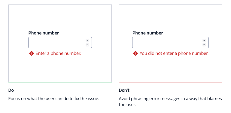 Do/Dont example from the error state pattern documentation